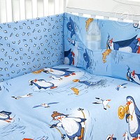Набор в кроватку из бязи Пингвиния